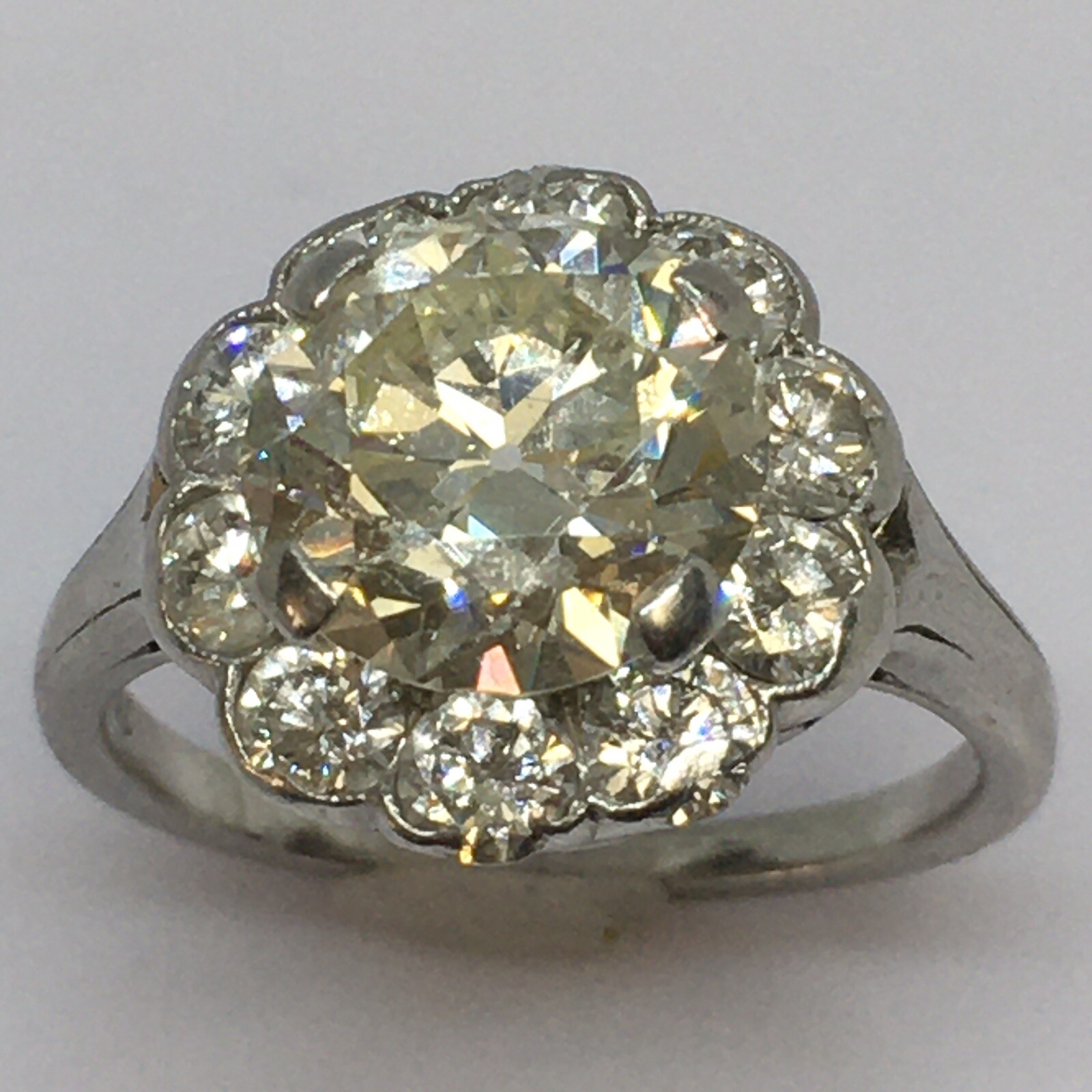 1920s Platinum Art Deco 2.65 Ct Diamond Antique Ring Handmade American Vogue