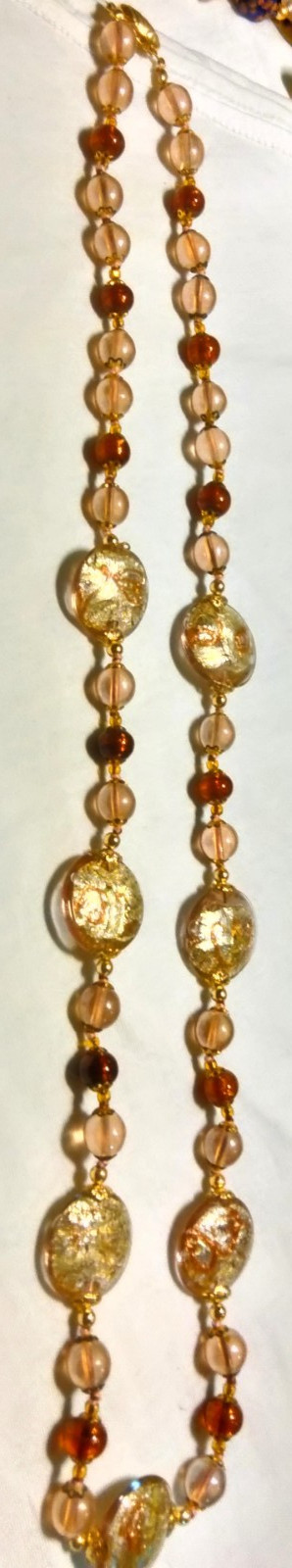 Vintage Venetian Sommerso Foil Fancy Glass Beads Beaded Necklace