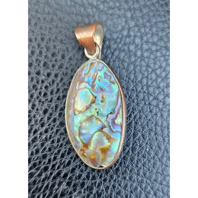 Abalone Shell Pendant Oval Paua Shell Iridescent Beach Jewelry