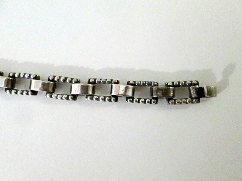 Early Vintage Signed Stamped Los Castillo 387 Sterling Silver Necklace Chain 55g