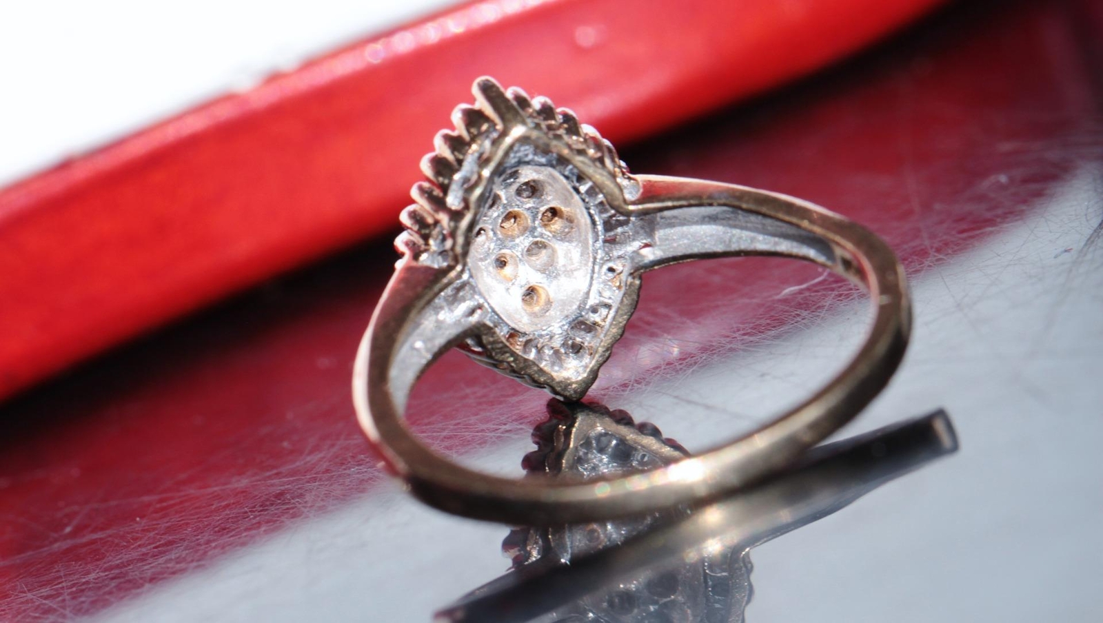 10k yellow gold ring 0.35ct natural diamond size 7 vintage handmade 2.7gr #5283