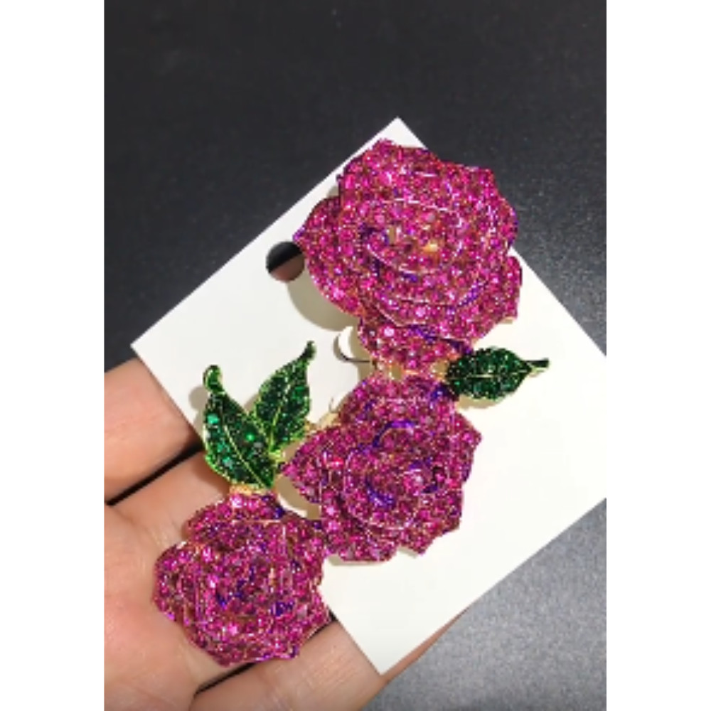 Rhinestone Valentine Brooches Red Love Heart Rose Flower Brooch Pin for Women US