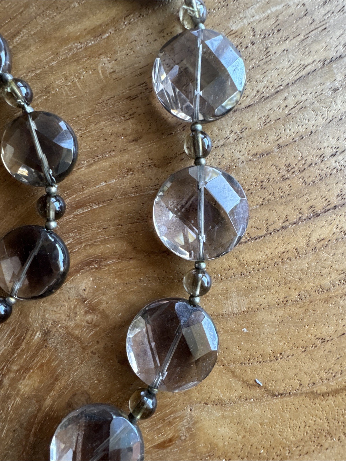 Smoky Quartz Faceted 45 Cm VTG Necklace And Bracelet Set. Beautiful