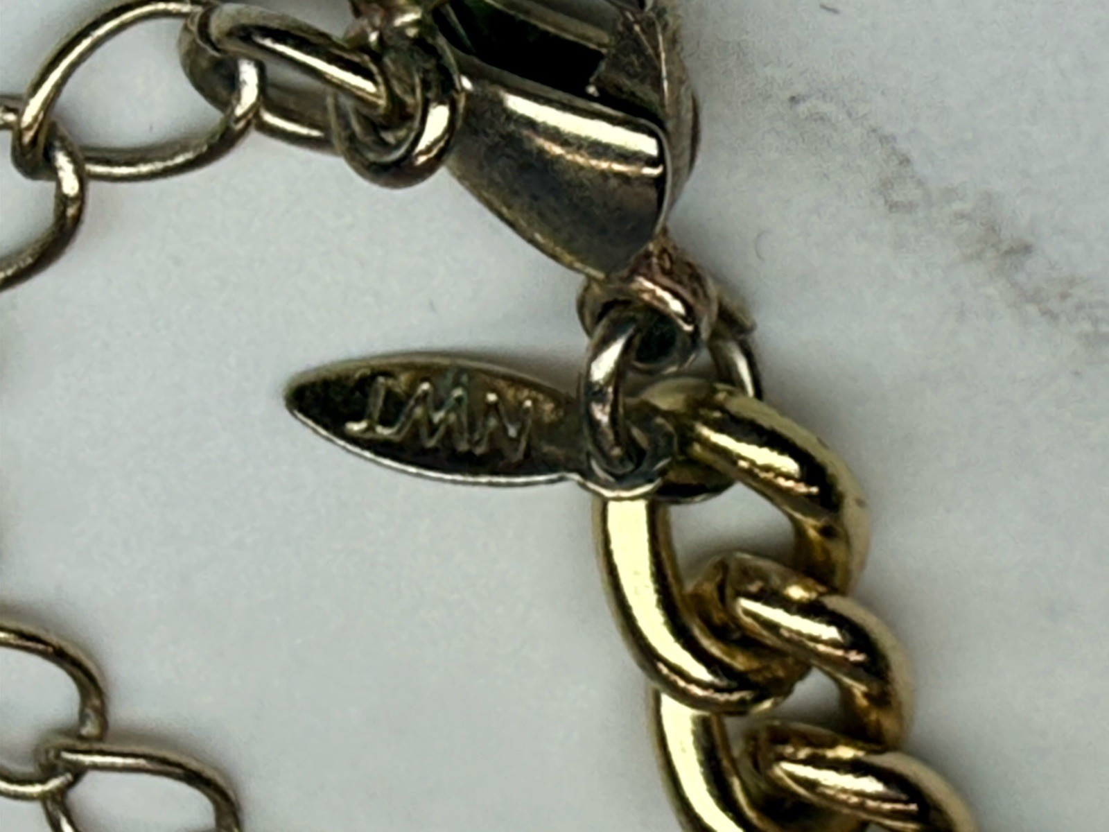 LMN Gold Tone 16″-20″ Curb Chain W/ Gold Crystal Lead Pendent Lobster Claw Clasp