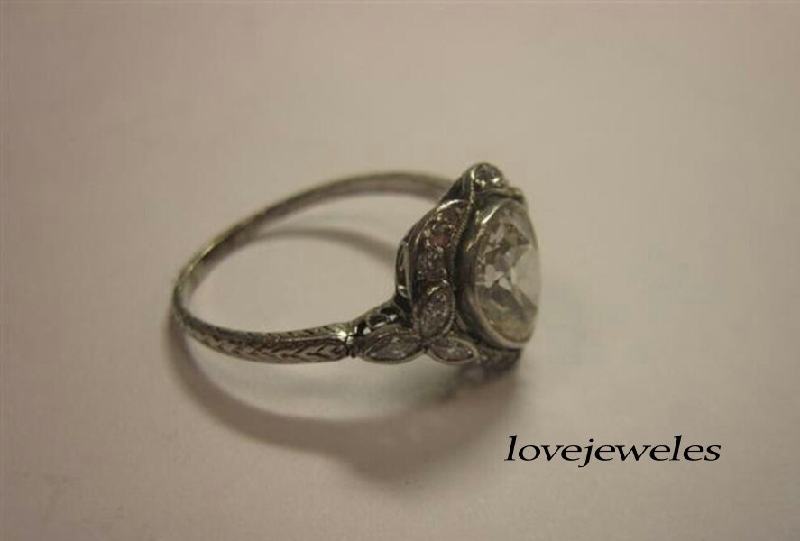 3CT Pear Lab-Created Diamond Vintage Heart Shape Art Deco Ring 14K White Gold FN