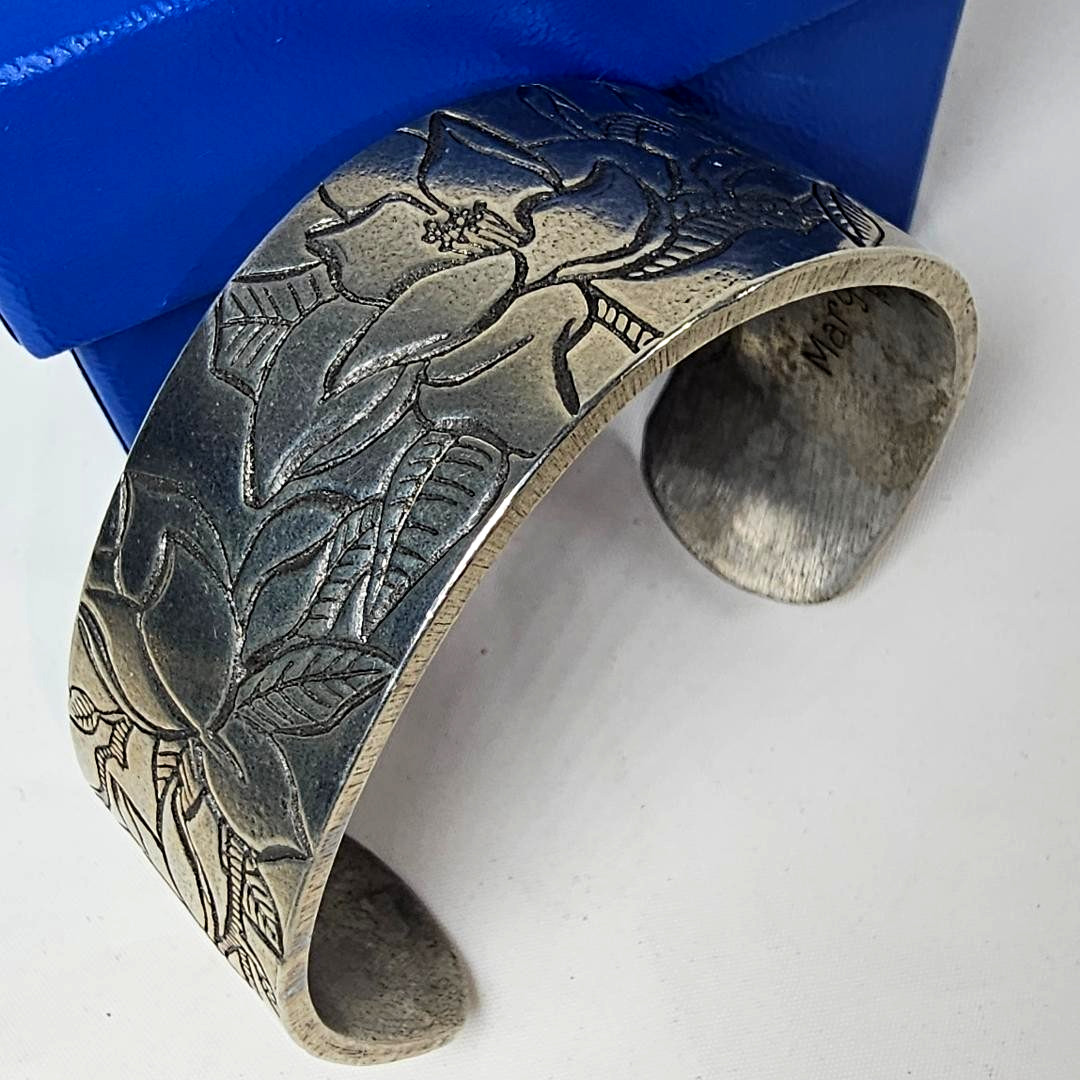 Martin Miazza Design Salisbury Pewter Cuff Bracelet Magnolia Gone with the Wind