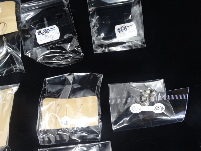 Lot of 11 Pre-Owned .925 Silver Pierced Earrings Packaged & Priced by Weight 44g