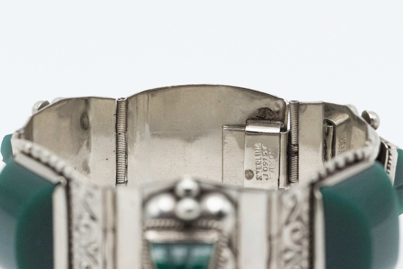 Vintage Sterling Silver Mexico Taxco Aztec Bracelet Mexico Repousse Cuff JPR