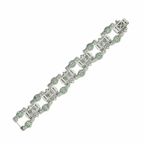 Important French Retro Style Fancy Lozenge-Shaped Links Cubic Zirconia Bracelet