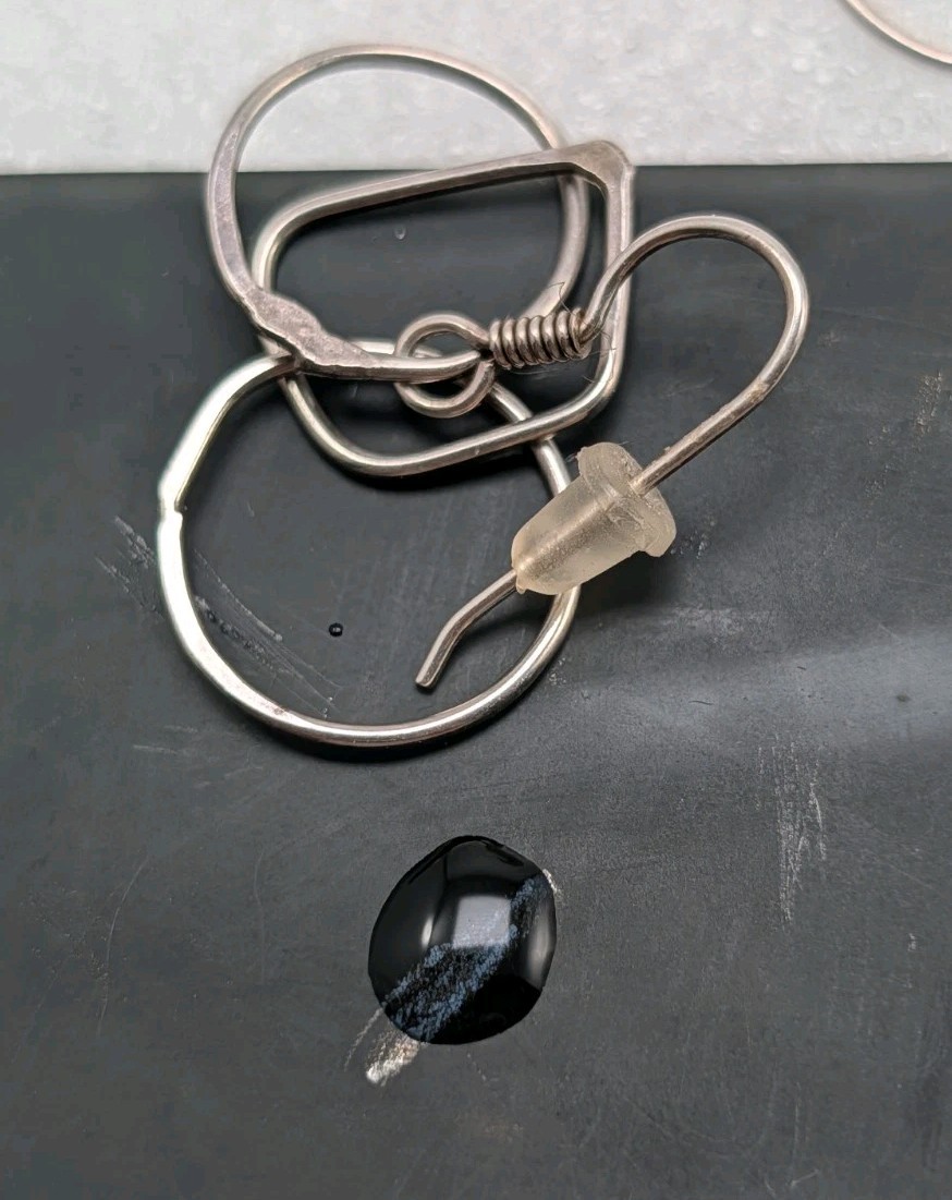 Vintage 90s Sterling Silver 925 Hammered Open Circle Kinetic Dangle Earrings