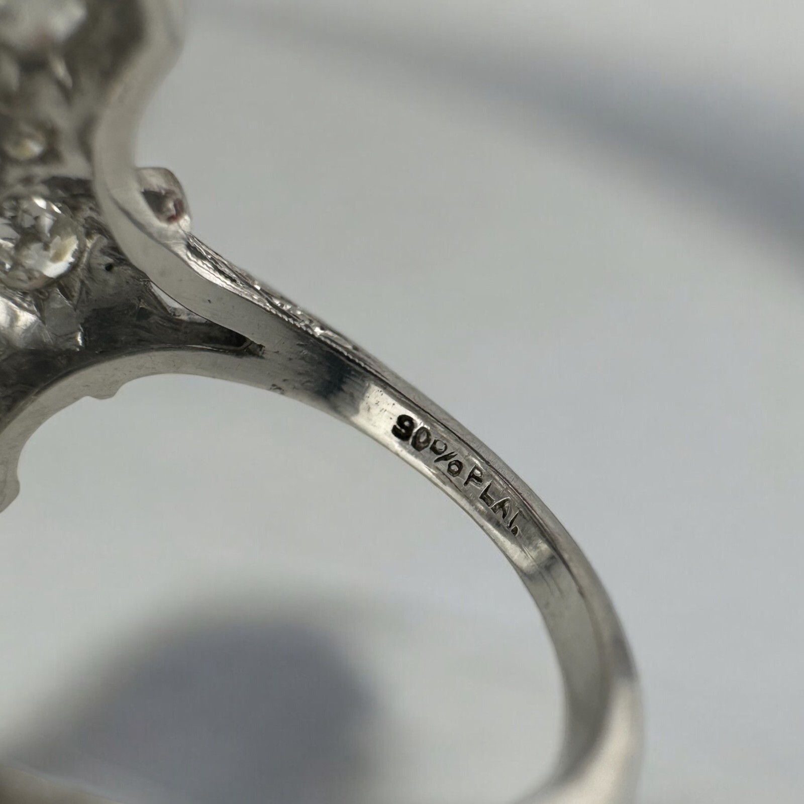Gorgeous Art Deco Vintage Platinum 900 Antique Old European Cut Diamond Ring