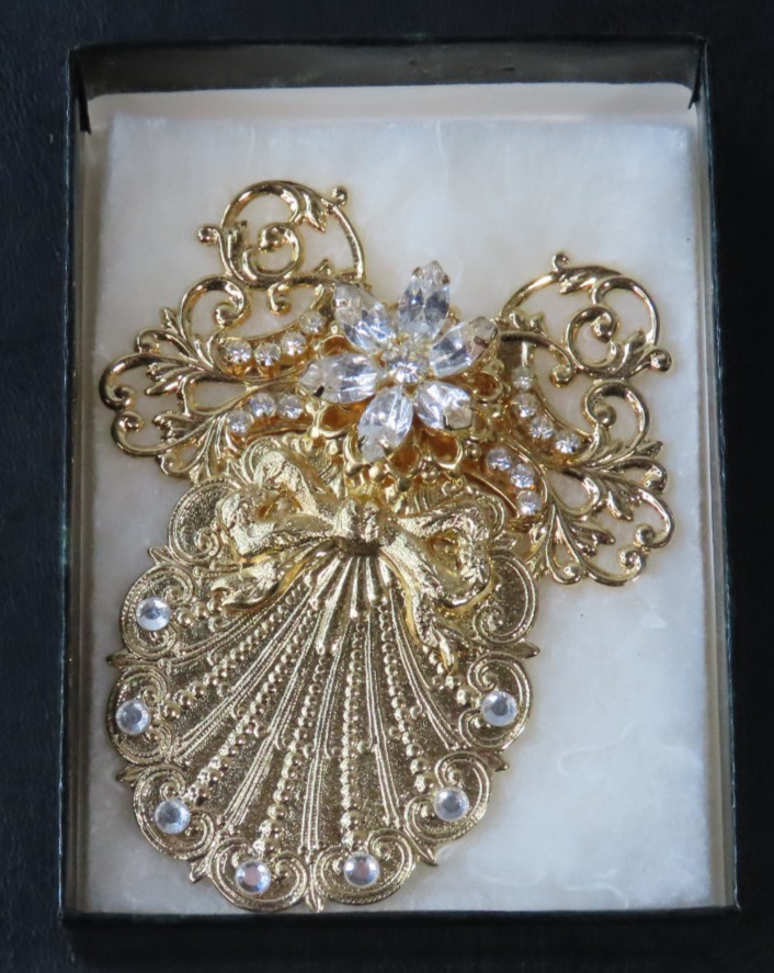 Vintage Jane Davis Signed and Numbered 3″ Angel Pin Brooch #1544 of 2000