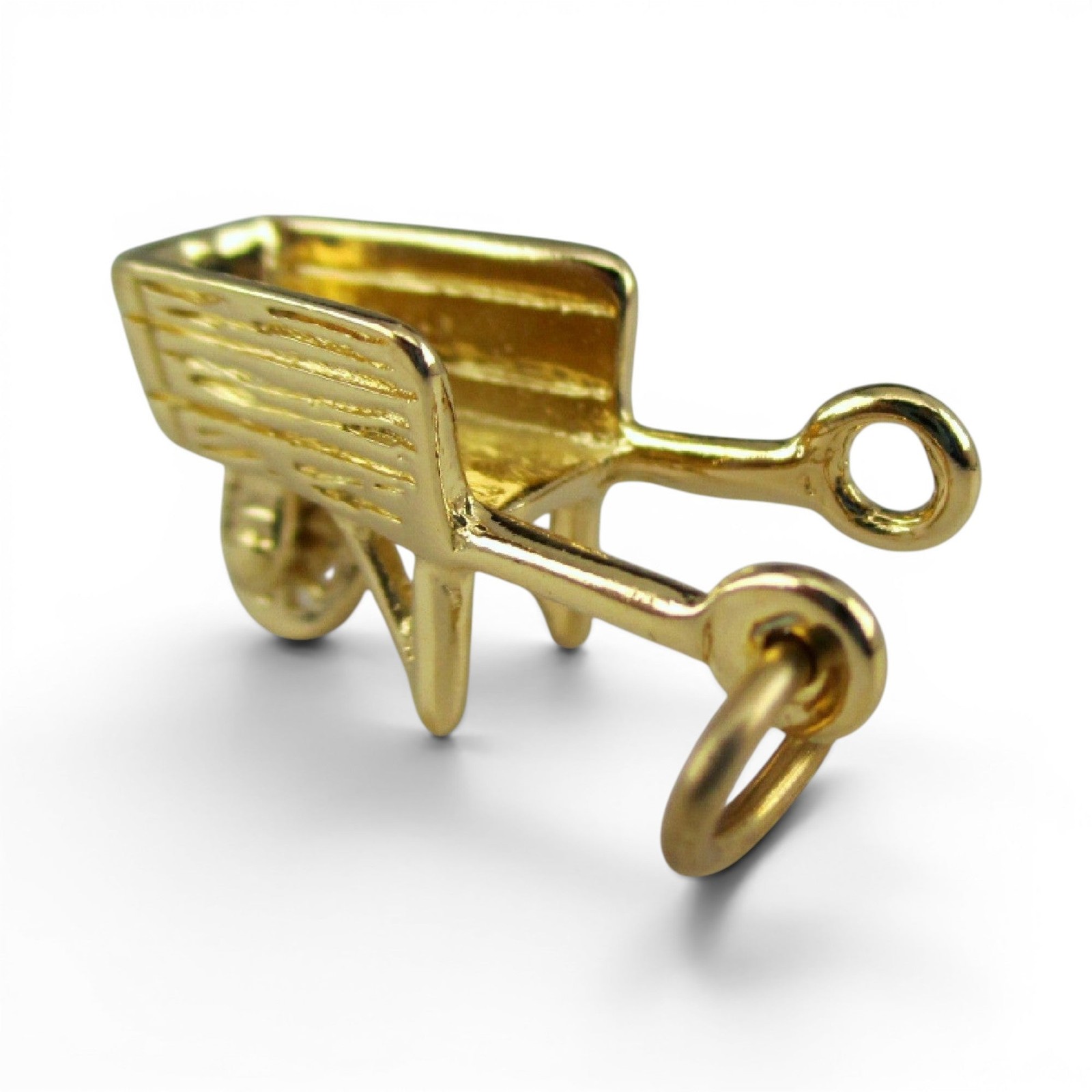 Sterling Silver or Gold Vermeil Wheelbarrow Charm for Bracelet 3D Gardener Gift