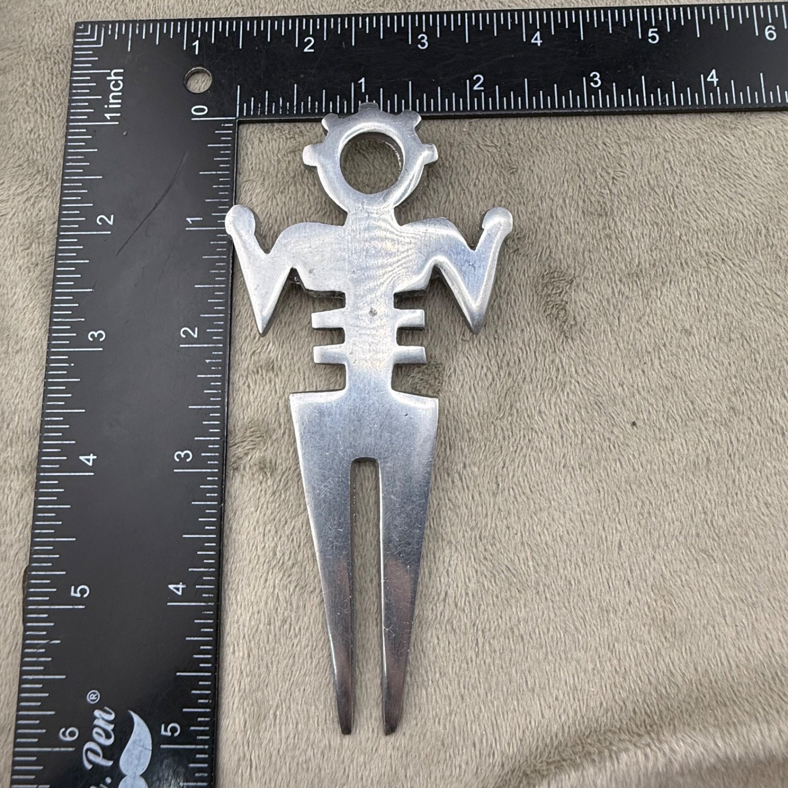 Vintage Abstract Person Brooch Silver Tone