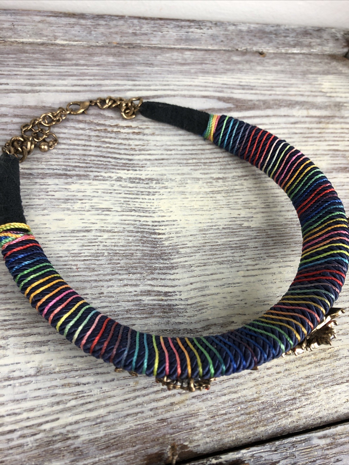 Boho Necklace Braided Collar Choker Lobster Claw Clasp Plus Fits 16-18” Vtg Look