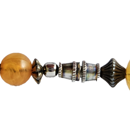 VINTAGE Art Deco Venetian Acrylic Beaded Honey Amber Gold Necklace 24″