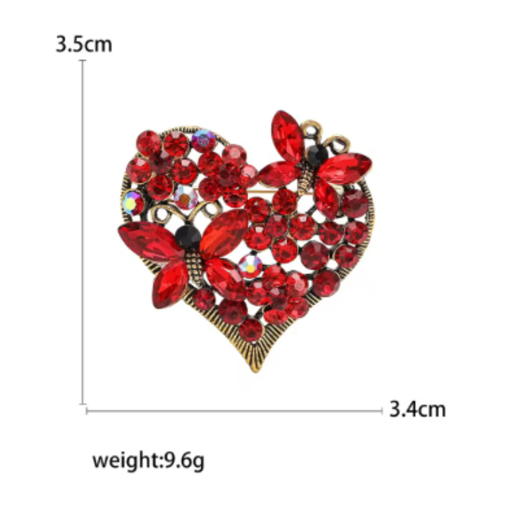 Easter Spring Heart Brooch –Butterfly and Flower Design, Perfect Gift for Spring