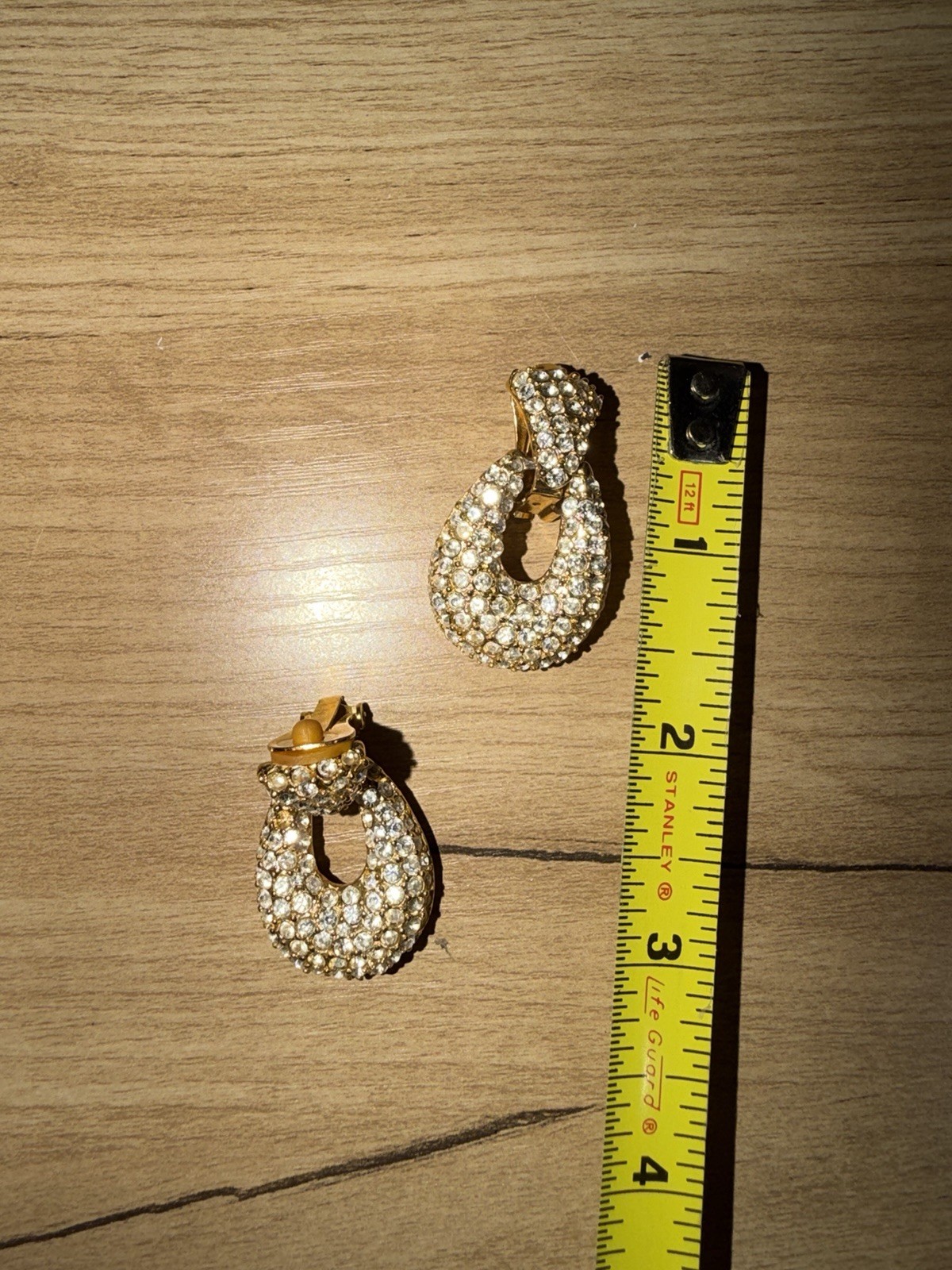 Vintage Rhinestone Door Knocker Clip On Earrings READ