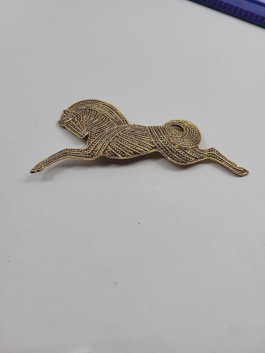 Running Trojan Horse Brooch Gold Tone Vintage Brooch