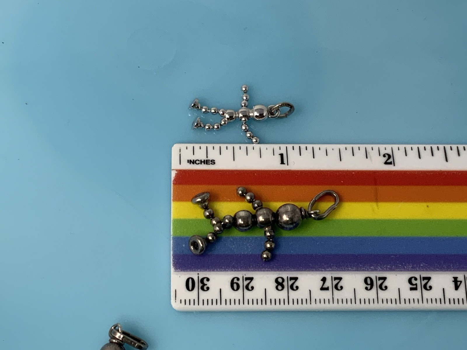Vintage Sterling Silver Beaded Ball Stick Person Girl Boy Charm Pendant 7g