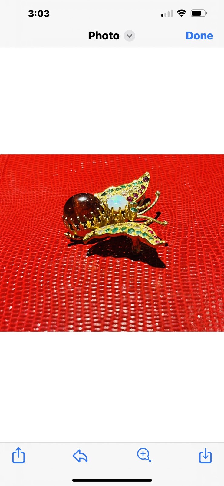 DIAMOND , GOLD ,OPAL, BUTTERFLY ,RUBY,EMERALD T= 1.80 CT PENDANT BROOCH 15.10 GR