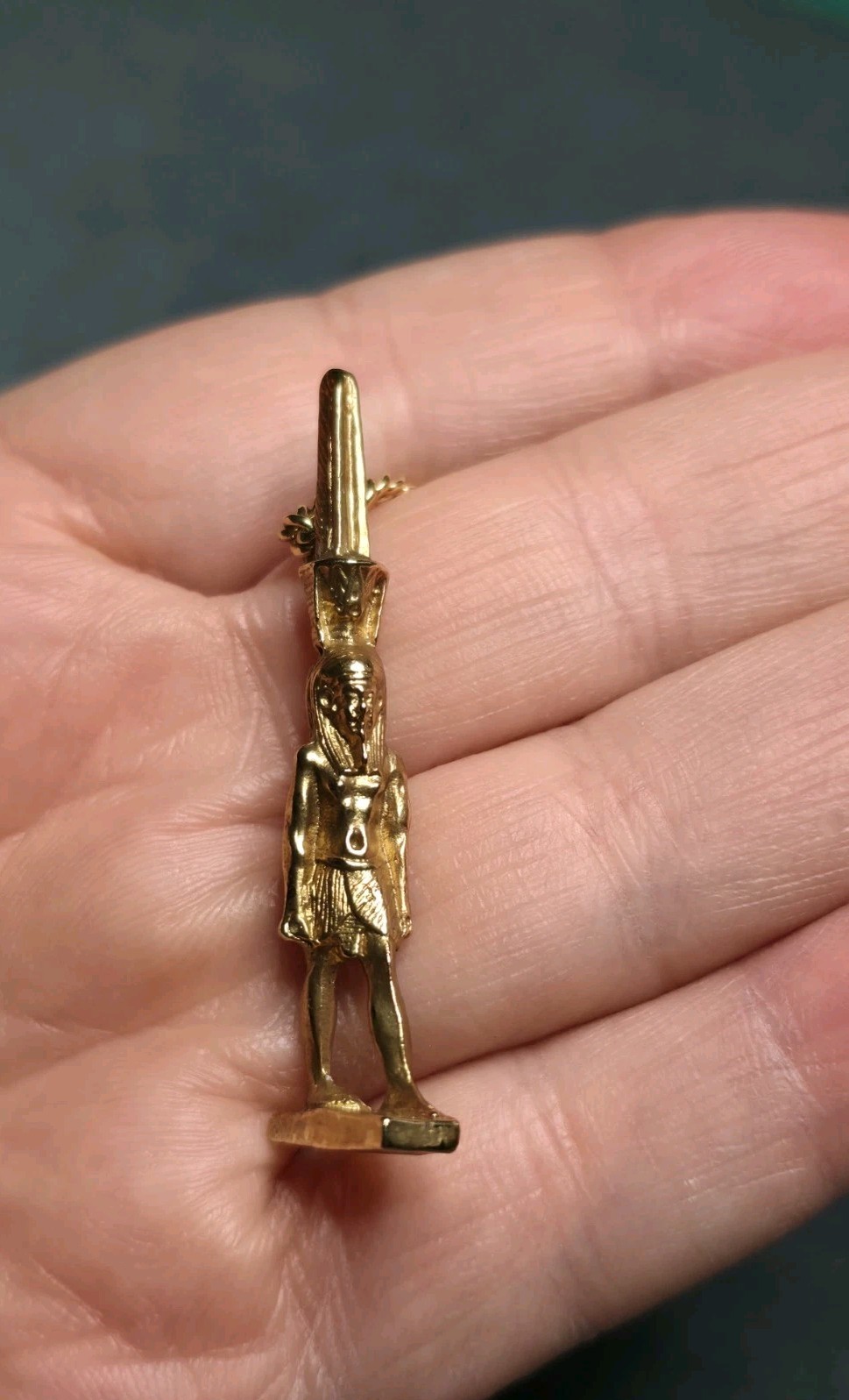 Vintage Alva Museum Replica Egyptian Nefertem God Pendant Necklace 1970s Signed