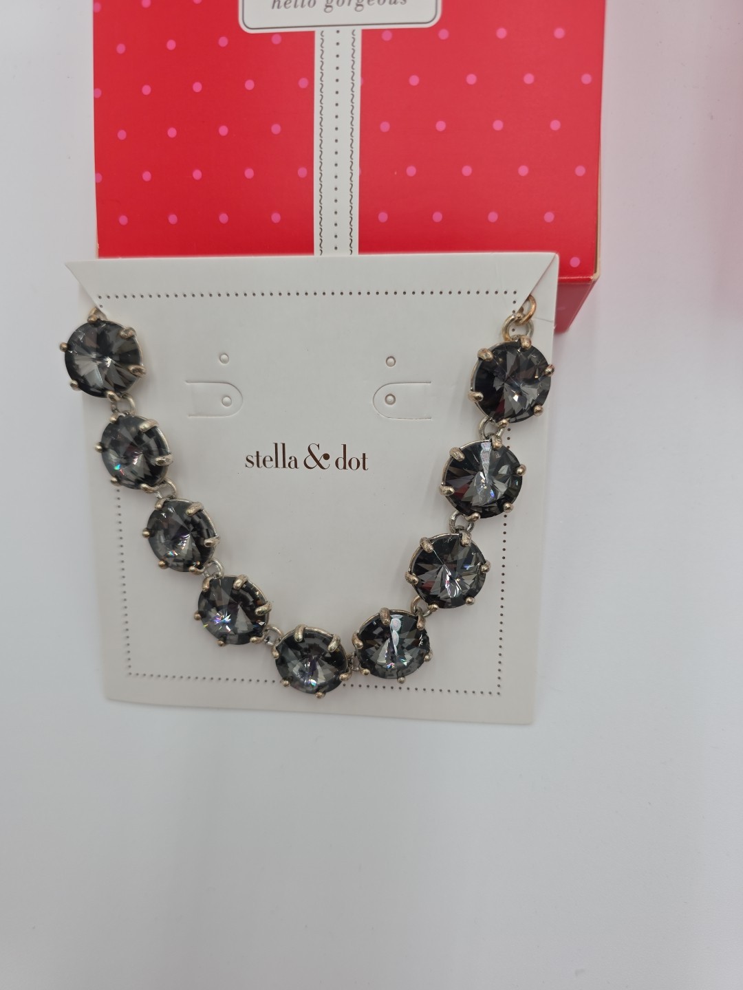 Vintage Stella & Dot Silver Tone Black Crystal Rhinestone Bracelet & Earring Set
