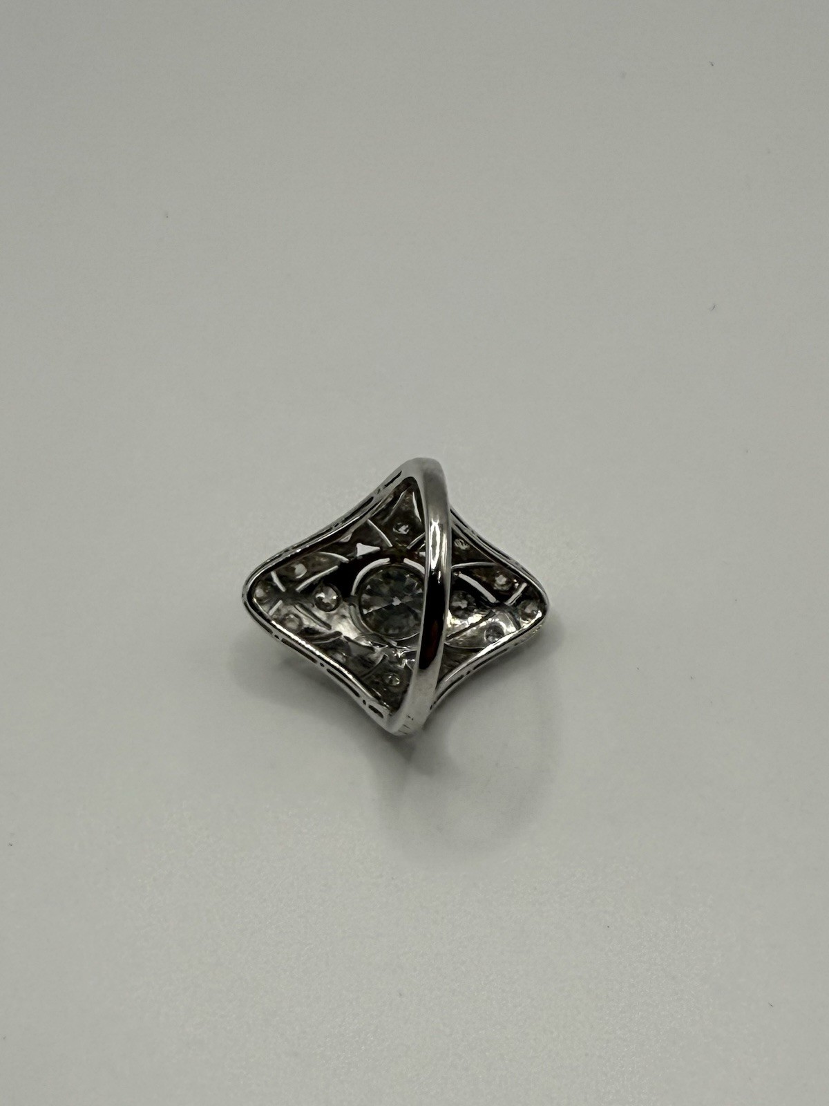 Antique Art Deco Edwardian Platinum & Diamond Ring – Filigree Old European Cut
