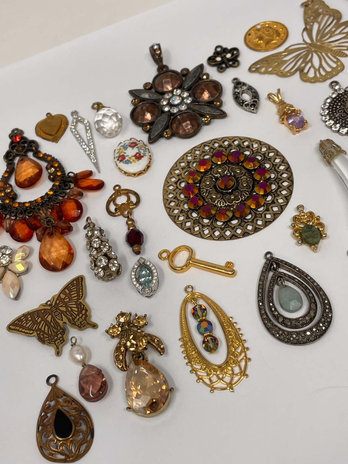 Lot Vtg & Modern Victorian Art Deco Style Pendants Findings Jewelry Craft Ja