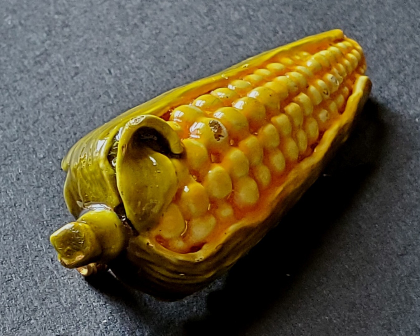 Vtg Zentall Enameled Gold Tone Corn Husk Country Farm Pin Brooch 2.5 in