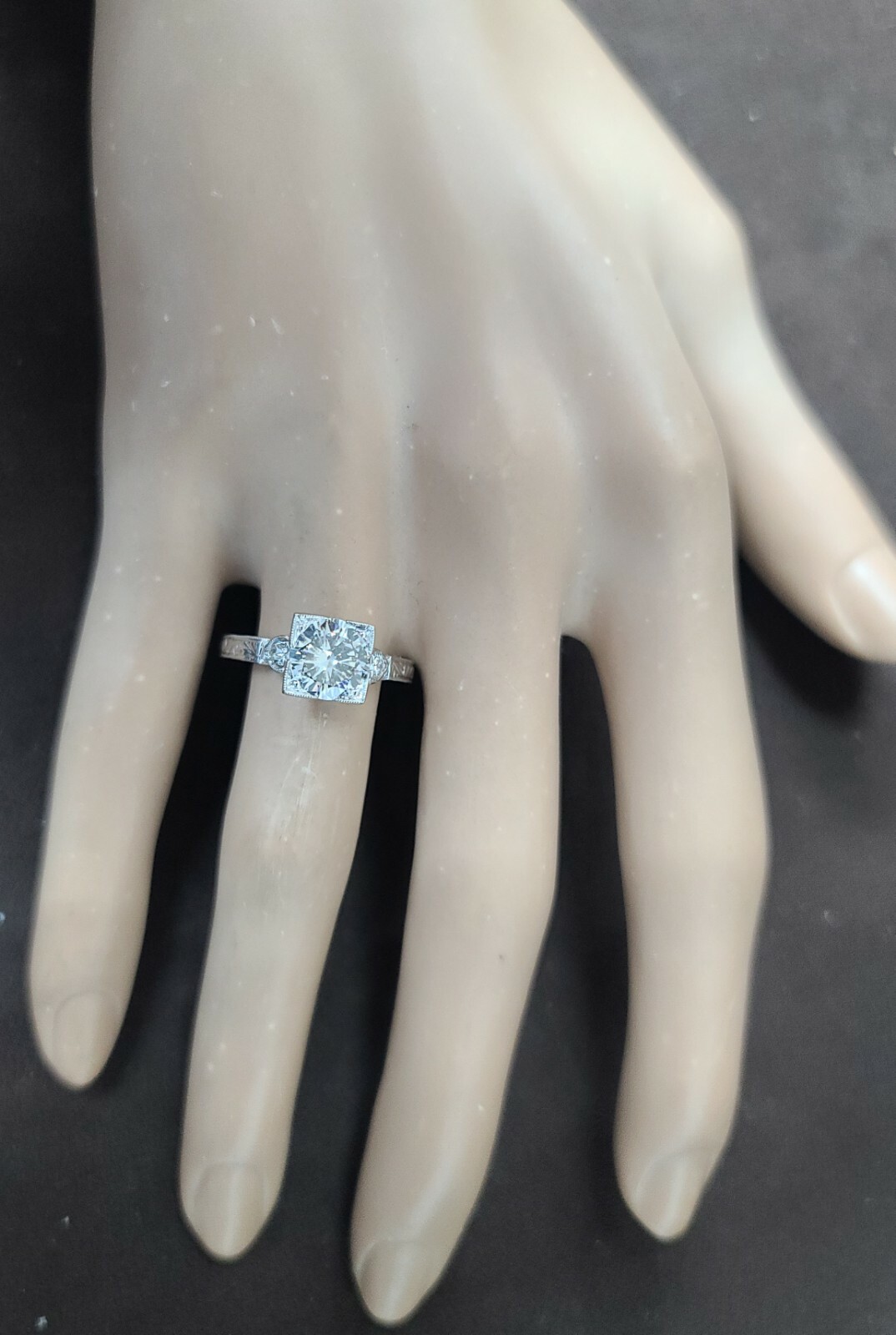 1.53ct.Platinum filigree Engagement Ring Round Natural Diamond circ 1930’s