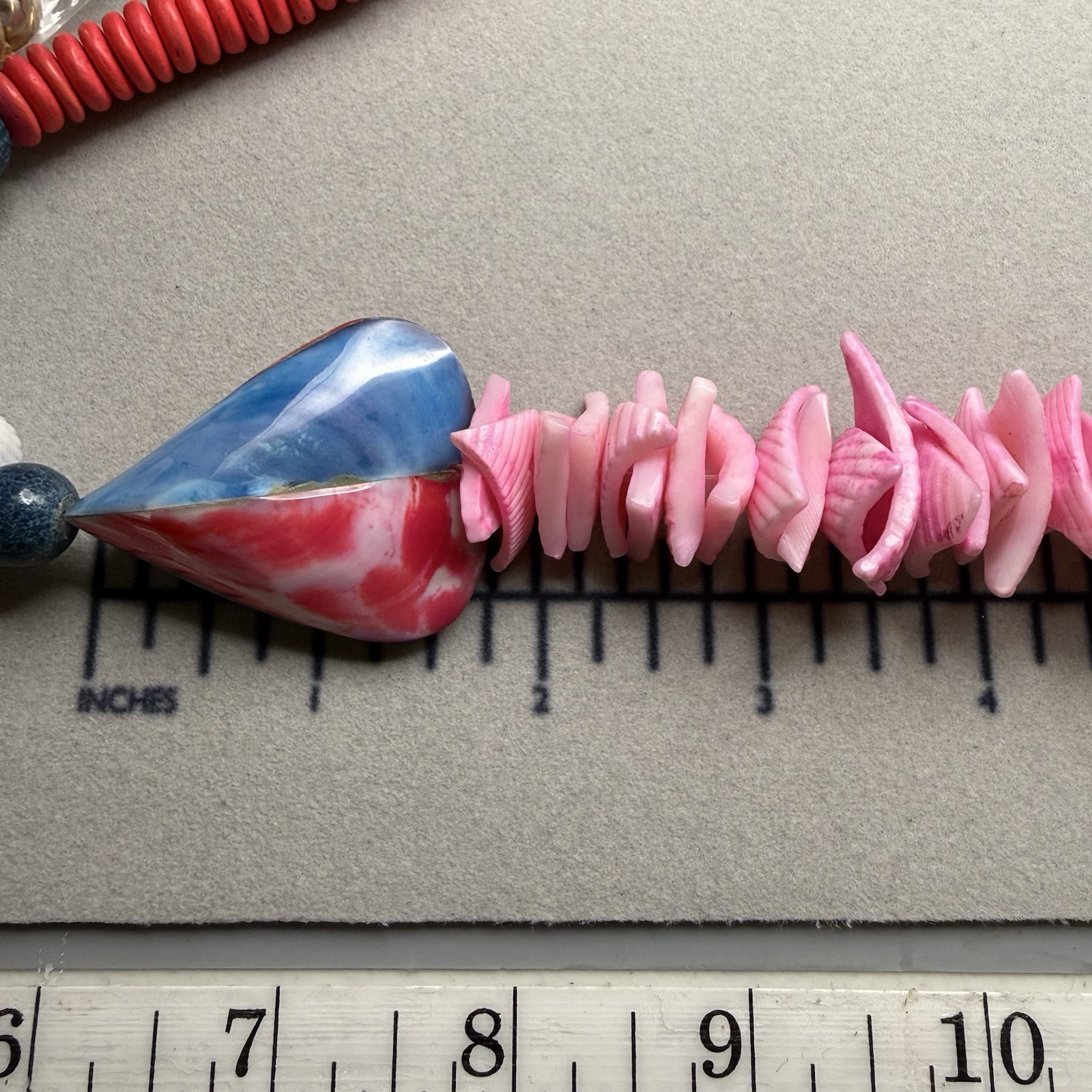 Vintage Shell Necklace Chunky Pink Blue Dyed Shell Beads Bold Beach Statement