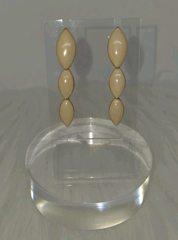 Napier Cream Ivory & Gold Tone Dangeling Elegent Fashion Earrings