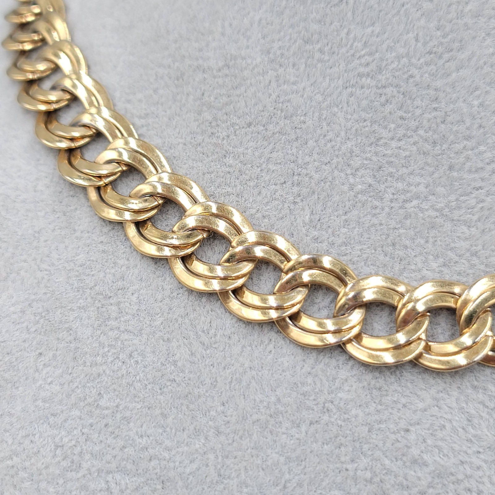 Vintage Double Link Chain Collar Necklace Gold Plated 18″