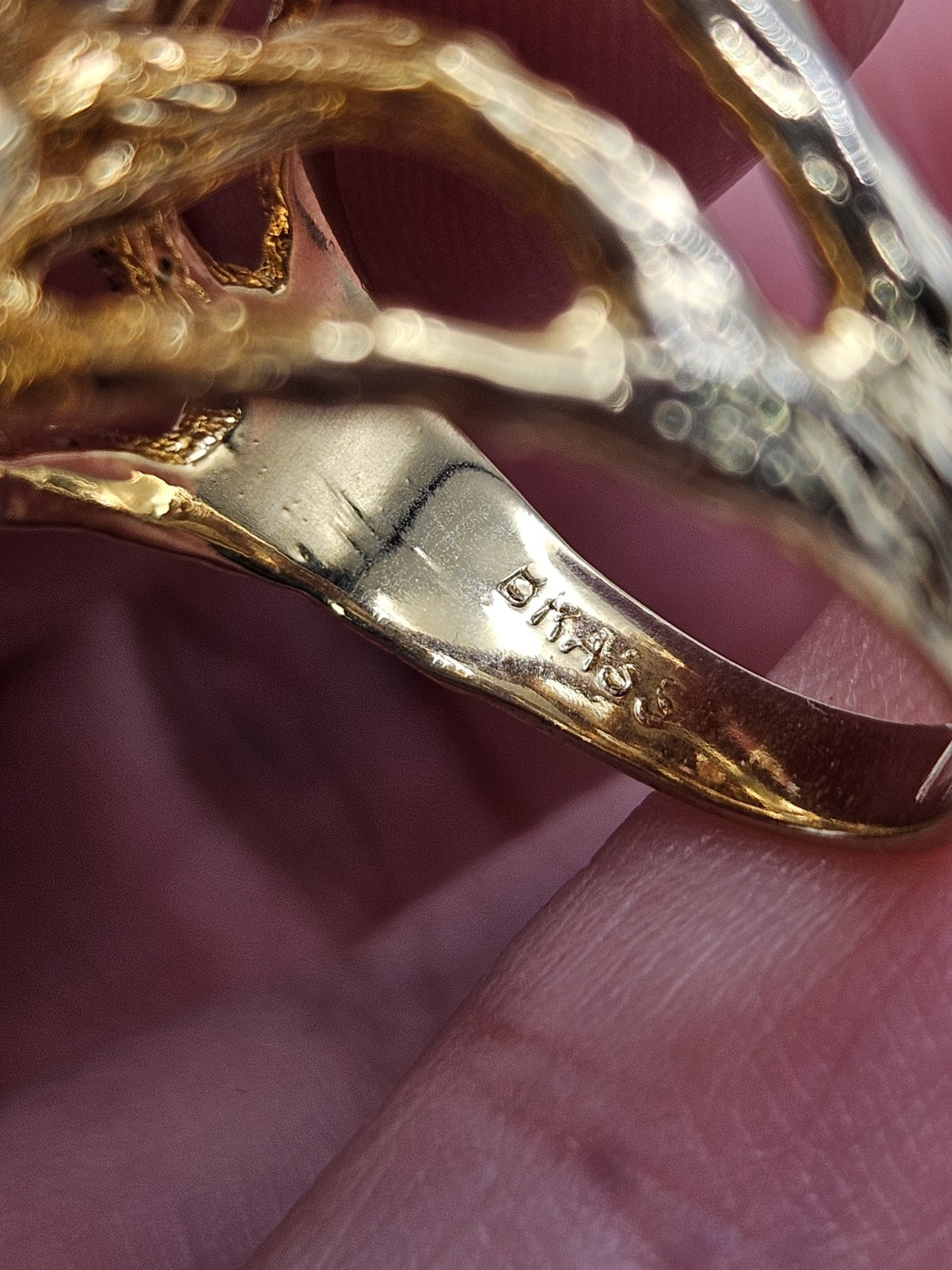 Vintage Modernist Brutalist Gold Tone Finish Over Brass Chunky Ring Size 6