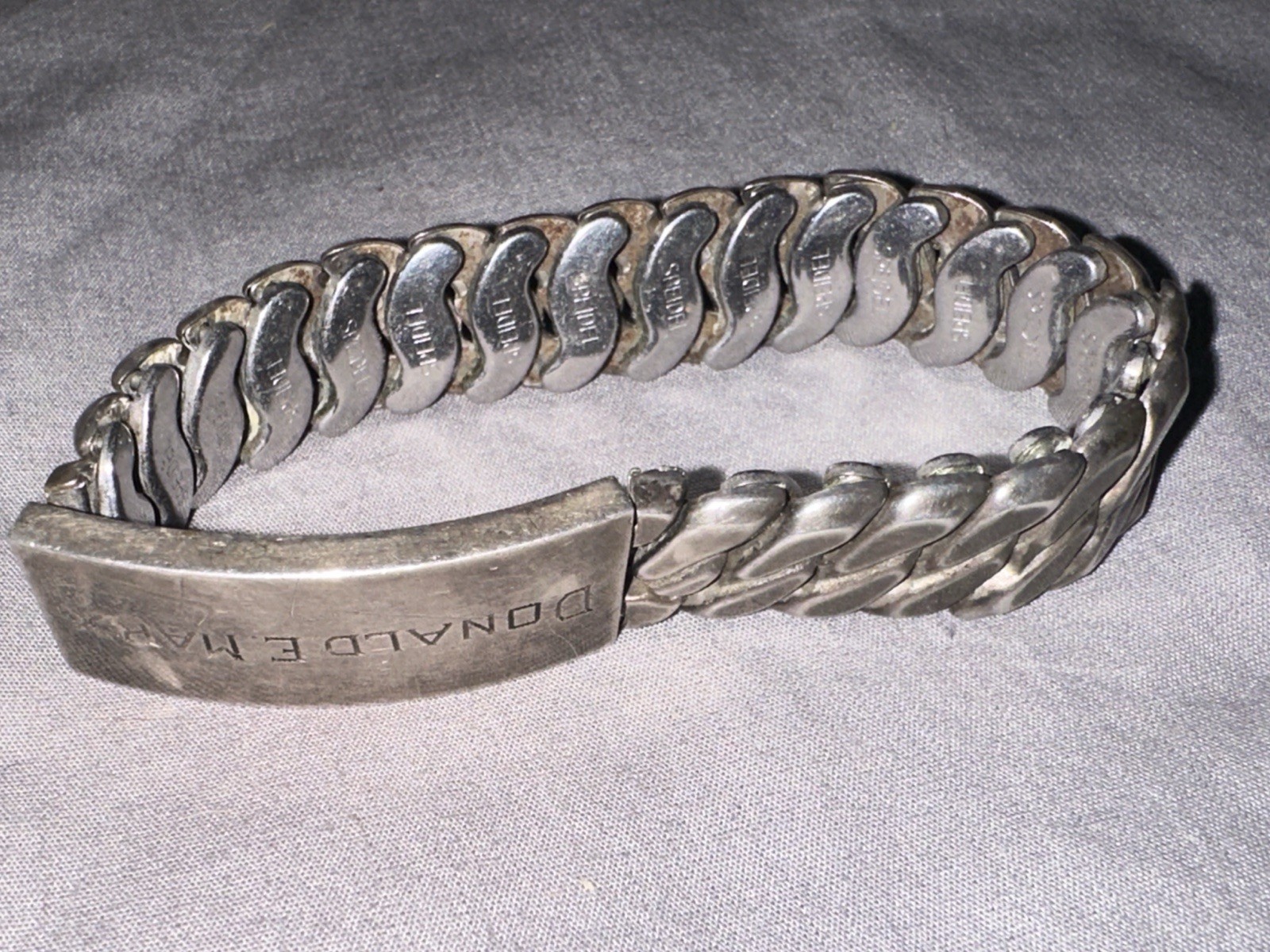 Vintage Speidel Sterling Silver Top ID Expansion Bracelet Engraved Donald