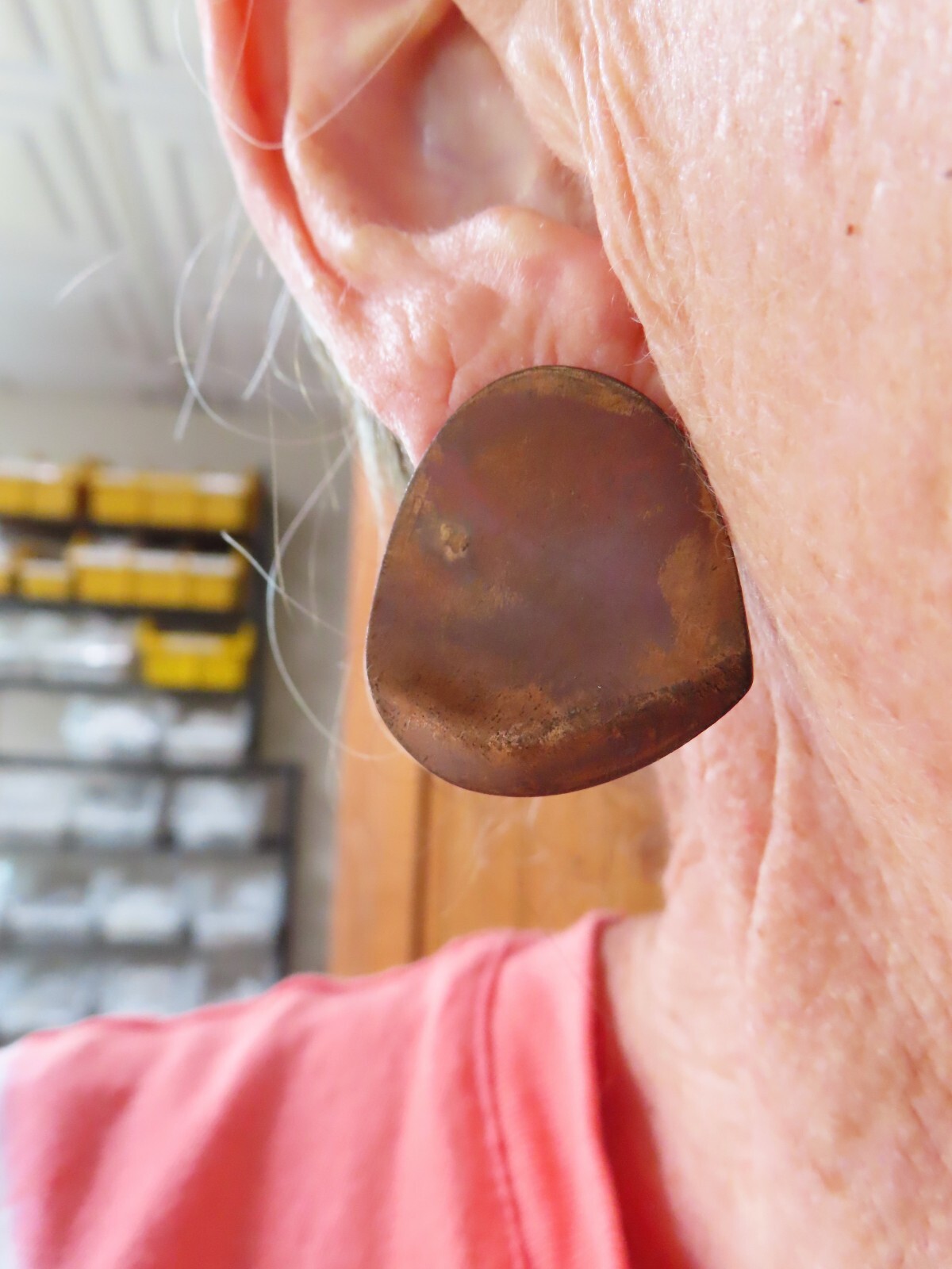 Vintage 1980’s Metal Copper Tone Pierced Earrings