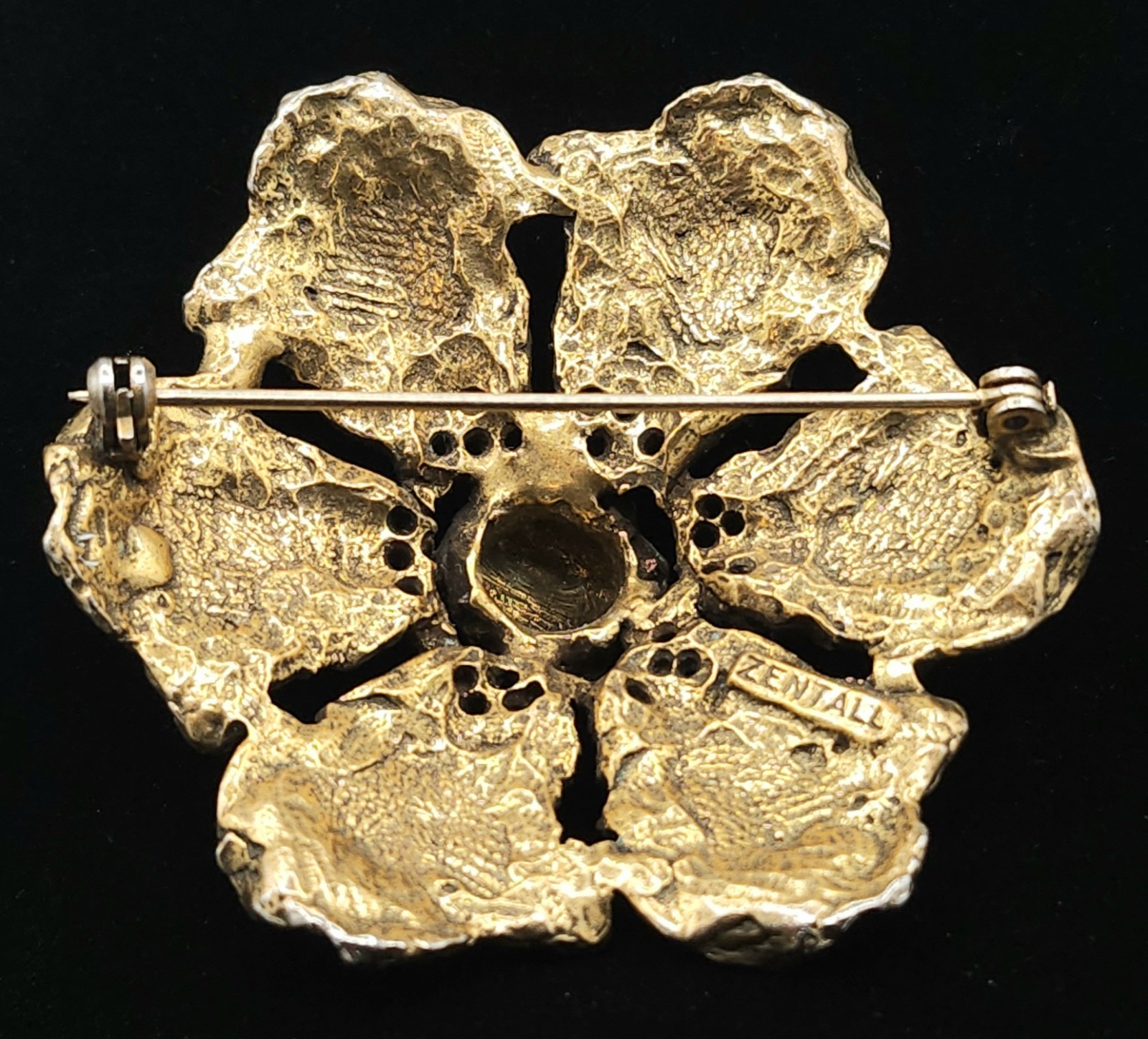 Vintage Robert Zentall Brutalist Floral Brooch, Signed