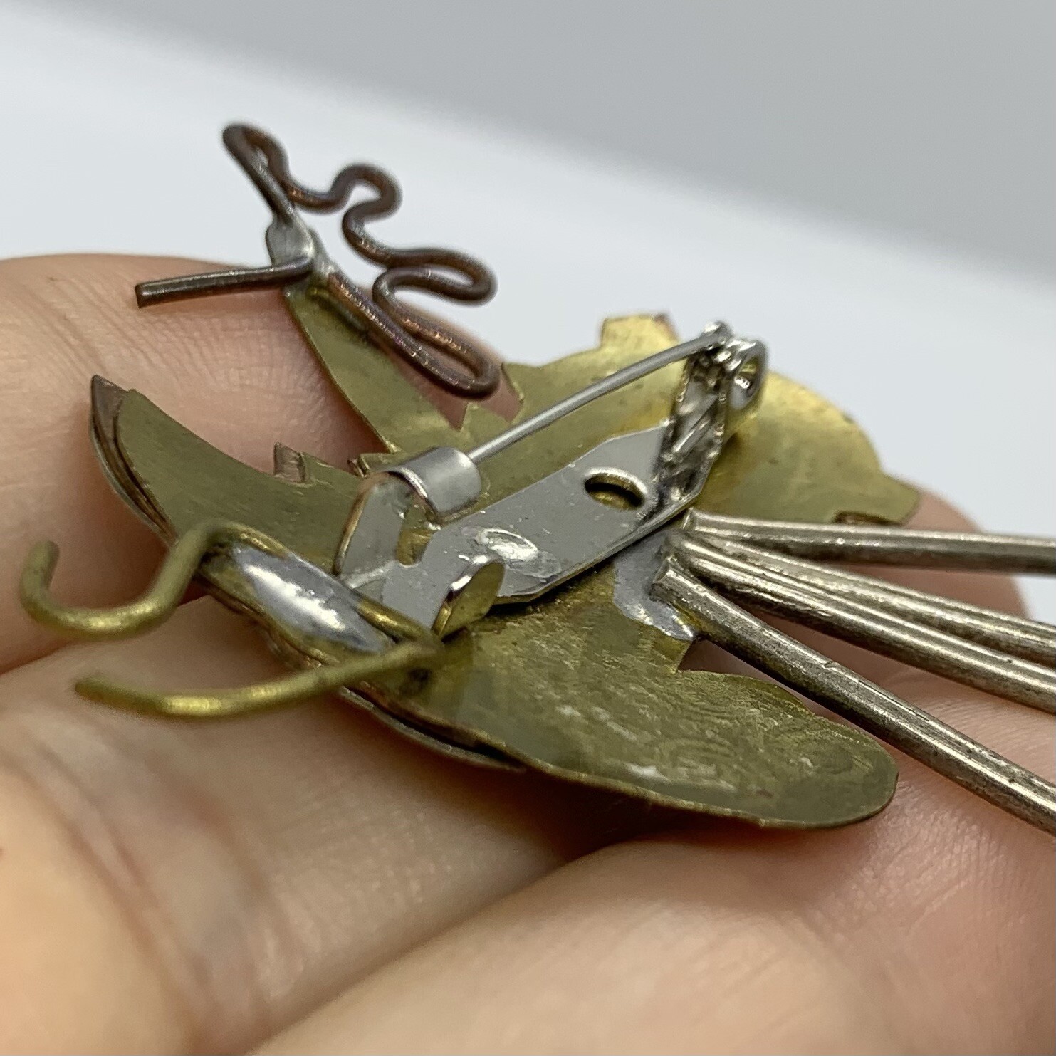 VTG MIXED METALS FAIRY BROOCH PIN WHIMSICAL FAIRYTALE PIN