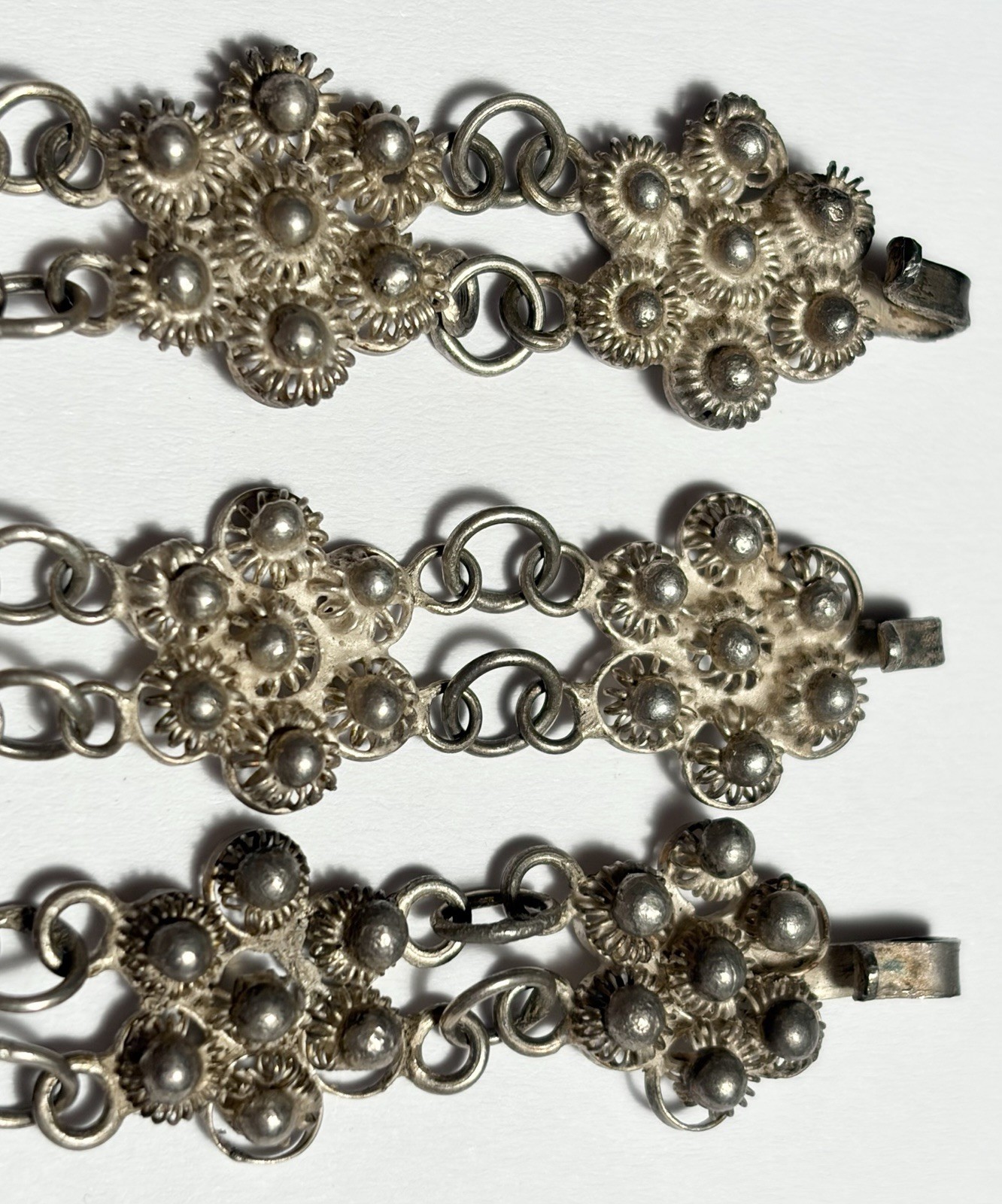 3 Antique Vintage Chinese Silver Cannetille Filigree Bracelets 6.5″ Necklace 41g
