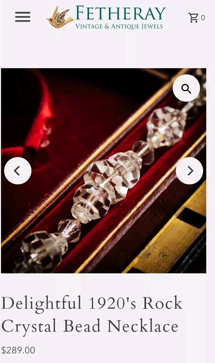 Vintage Rare Cut 1930’s Art Deco 45cm Faceted Rock ? Crystal Bead Necklace