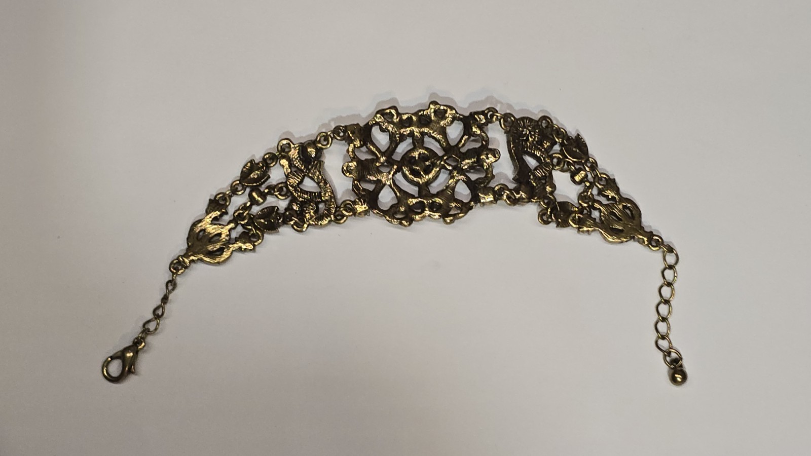Vintage VCLM Bejeweled Bracelet Ornate Victorian Baroque Style Bronze Tone