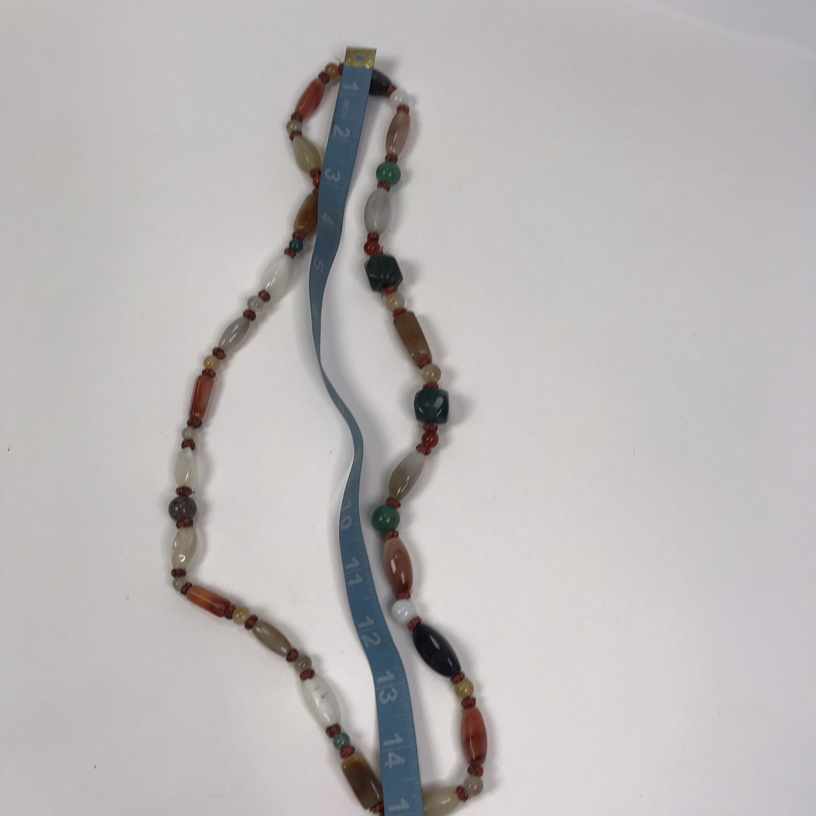 Vintage Necklace Polished GemStone beads Boho Earth tones hippy 60s 70s