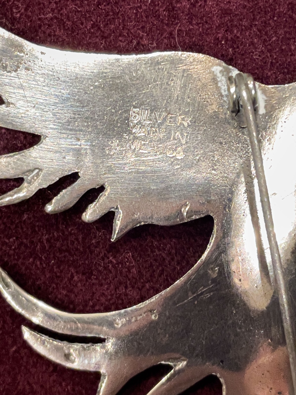 Antique Large Mexican taxco 980 sterling silver bird brooch in EUC, 56 grams!