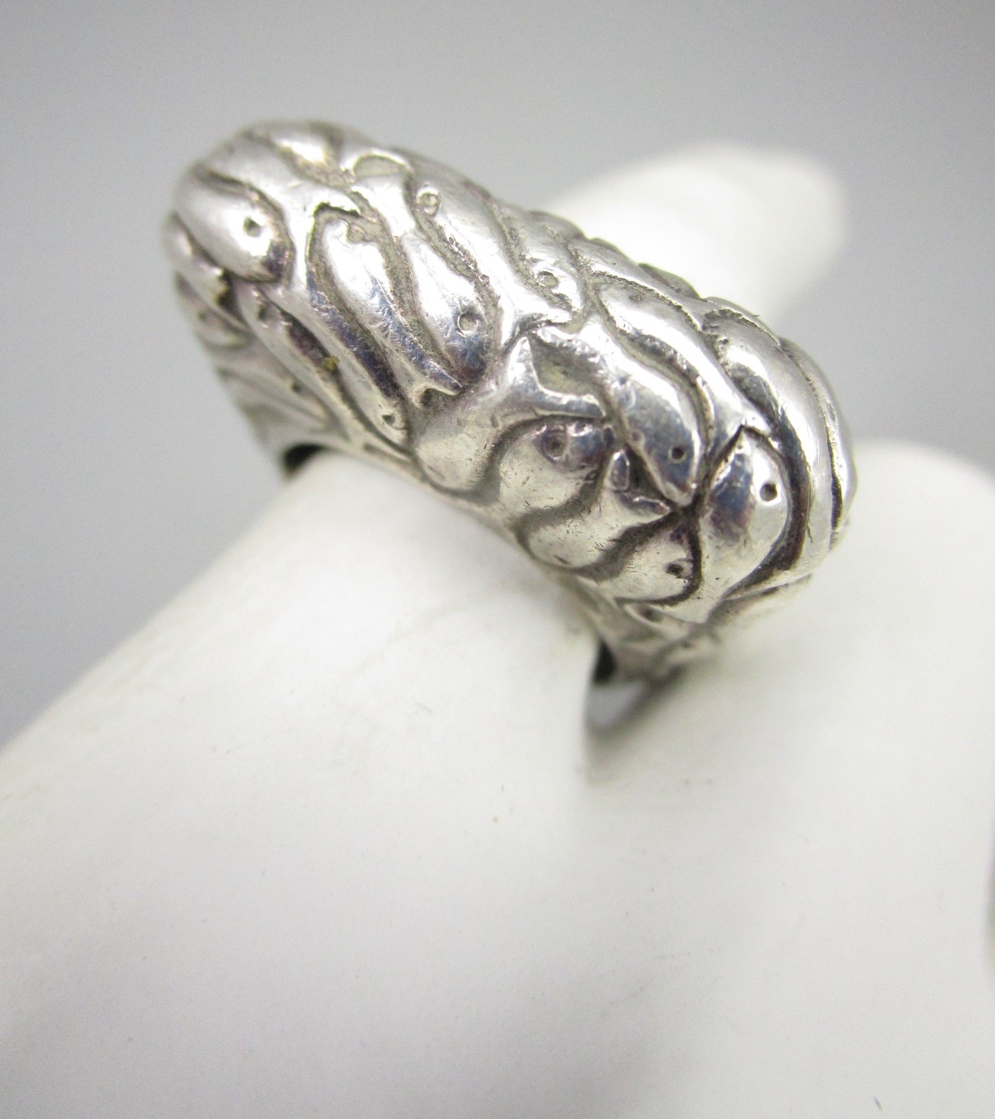 DIAN MALOUF STERLING SILVER FISH DESIGN STATEMENT STACK RING SZ 6.5