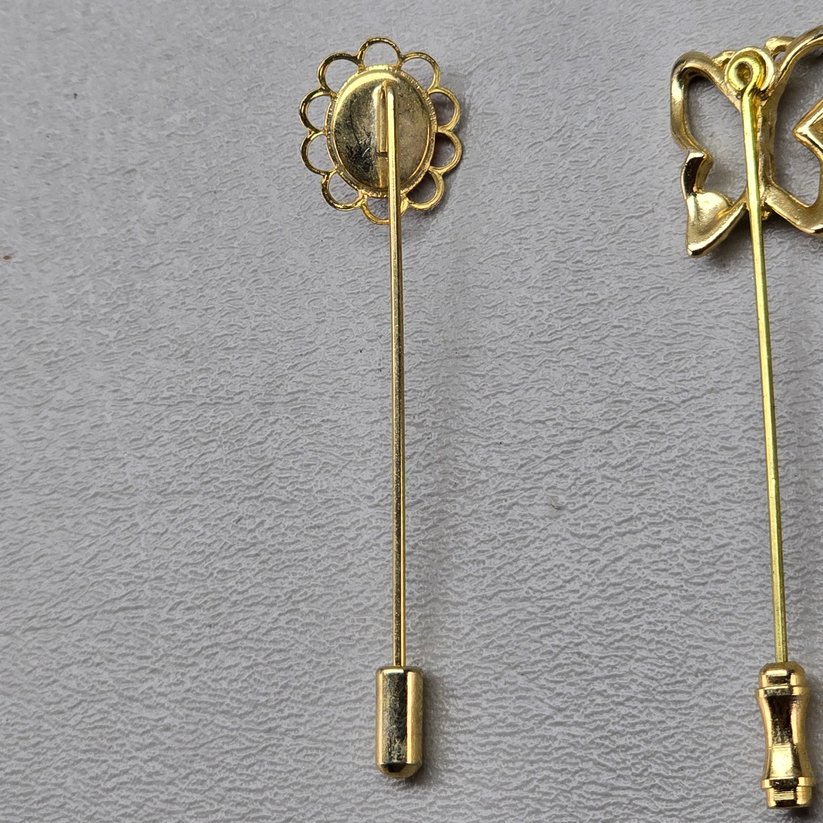 Vintage Stick Pin Lot 6 Pieces Hat Lapel Red Hat Society Gold Silver Tone