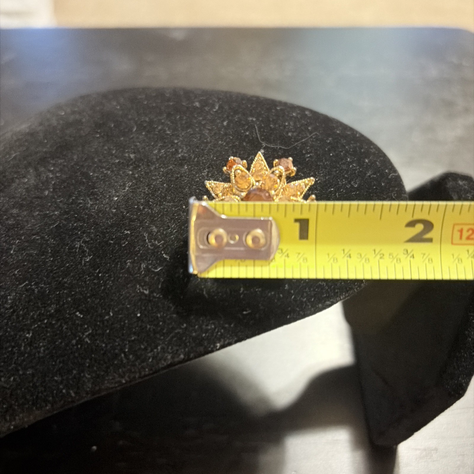 Vintage Fairy Amber & Topaz crystal Flower rhinestone Pin