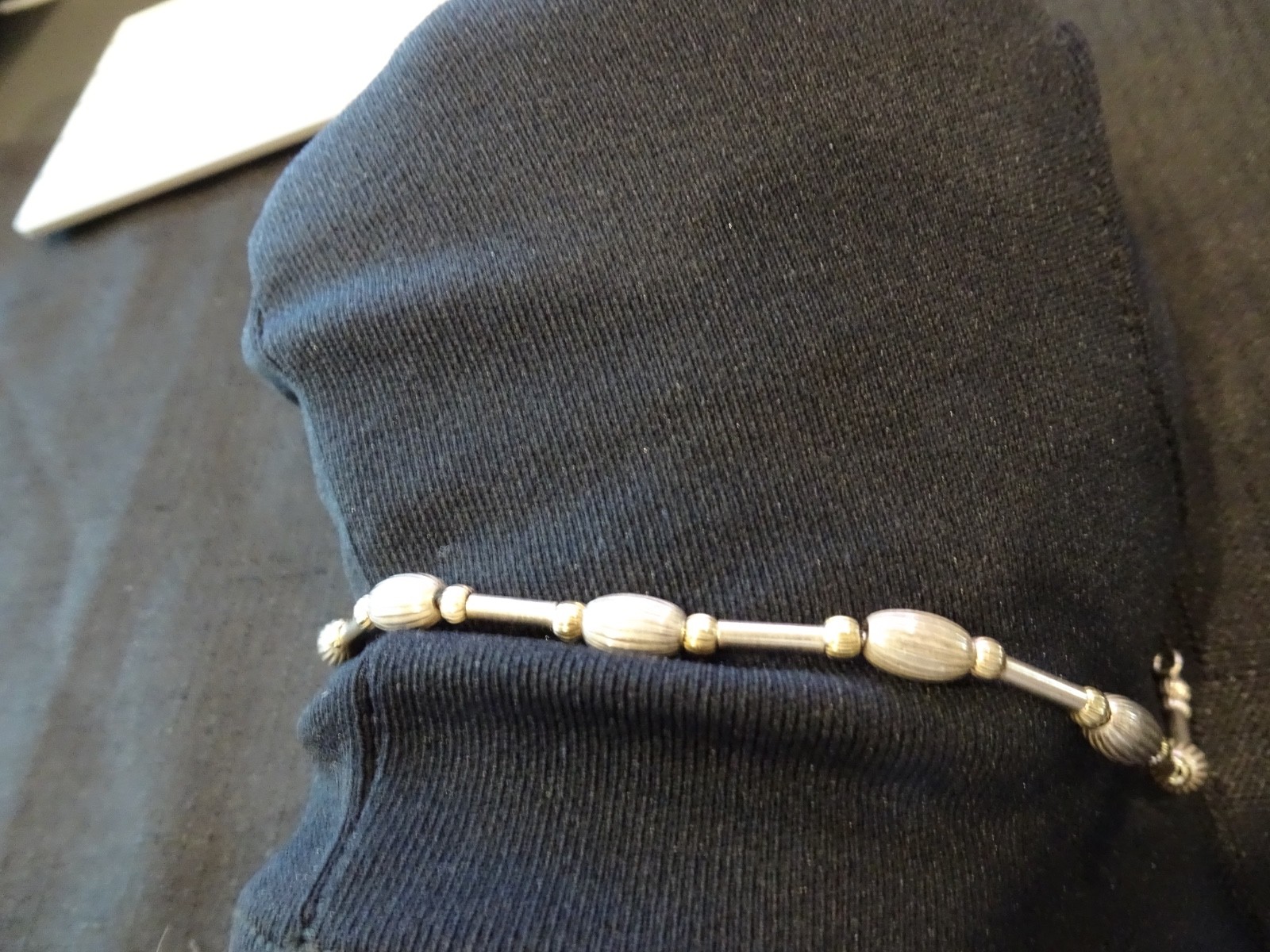 # 716-VINTAGE STERLING SILVER BEADED BRACELET-925-VERY DIFFERENT