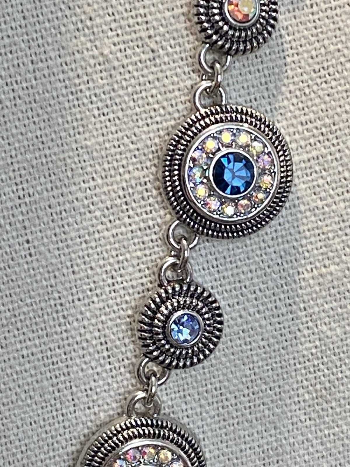 Lia Sophia Necklace Silver Tone Colorful Rhinestones AB Coating 19”