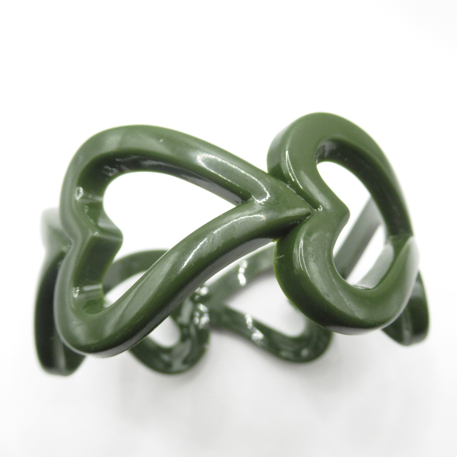 Dark Green Hearts Plastic Bangle Bracelet Vintage